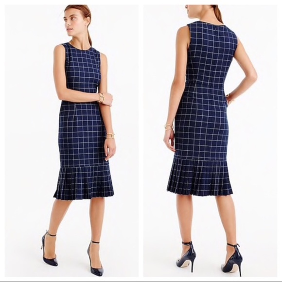 ISO J. Crew Pleated Window Pane Dress SZ 00 - 4 - Picture 2 of 2
